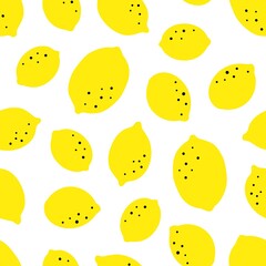 Seamless pattern with lemon, citrus. Vector tropical fruit. Isolated on a white background.