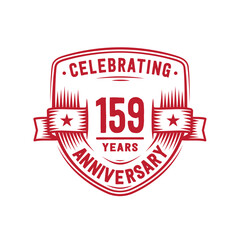 159 years anniversary celebration shield design template. 159th anniversary logo. Vector and illustration. 