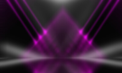 Empty scene background. Neon purple ultraviolet lines. Laser show. 3d illustration
