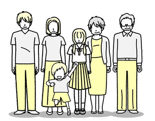 立っている家族　3世代