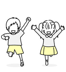 走っている幼児　男女