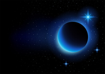 Fototapeta premium Crescent moon and stars on space