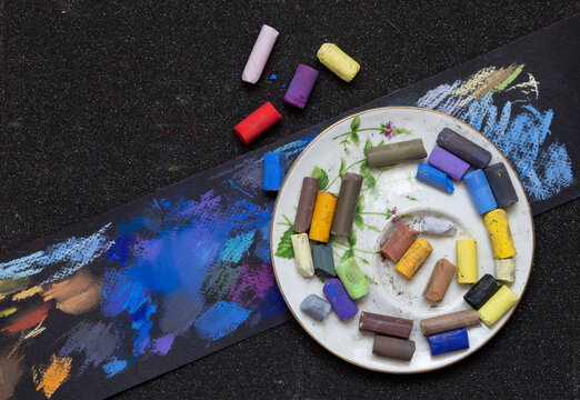 colored pastel crayons