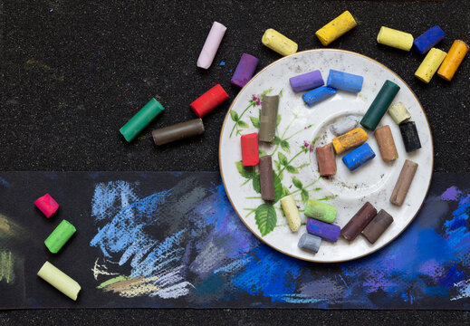 colored pastel crayons