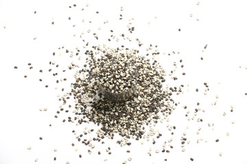 Split Black Lentil Also Know as Black Gram, Black Urad Dal, Vigna Mungo, Urad Bean on White...
