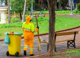 Brazilian street-sweeper and trash cart (Ribeirao Preto - Sao Paulo - Brazil)