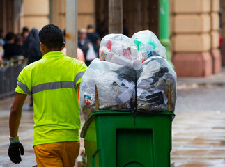 Brazilian street-sweeper and trash cart (Ribeirao Preto - Sao Paulo - Brazil)