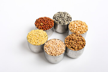 Indian Beans and Pulses in bowl on white background