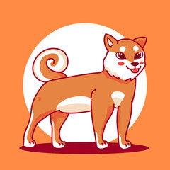 shiba inu dog cartoon. premium vector design