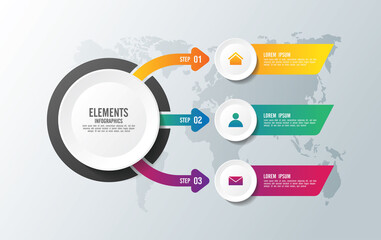 Presentation business infographic template with 3 step
