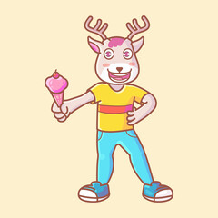 Deer with ice cream mascot design. cartoon vector