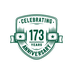 173 years anniversary celebration shield design template. 173rd anniversary logo. Vector and illustration. 