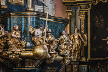 LVIV, UKRAINE - March 2021: Interior of The Bernardine church and monastery, today the Greek...