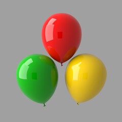 Closeup bunch of balloons in cartoon.3d illustration.