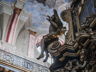 LVIV, UKRAINE - March 2021: Interior of The Bernardine church and monastery, today the Greek...