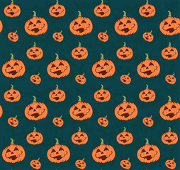 seamless pattern with pumpkins for halloween. vector illustration for
dark green background