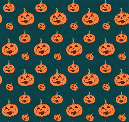 seamless pattern with pumpkins for halloween. vector illustration for
dark green background