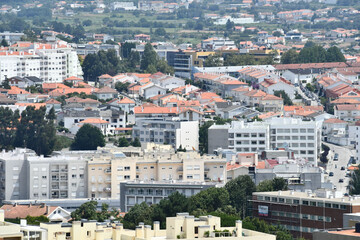 aerial View of Viana do Castelo north portugal from the Santuario de luzia hill.