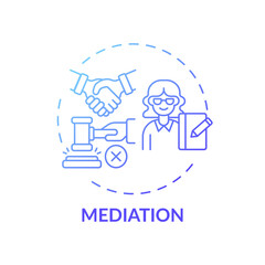 Mediation concept icon. Legal services categories. Effective mediation services keep disputes out of courthouse process idea thin line illustration. Vector isolated outline RGB color drawing