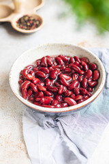 red canned beans keto or paleo diet portion on the table healthy meal top view copy space food background rustic 