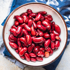 red canned beans keto or paleo diet portion on the table healthy meal top view copy space food...