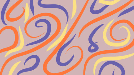 Fototapeta premium Abstract background with curly brush strokes, template, wave, artistic covers design, colorful texture. Trendy pattern, graphic poster, geometric brochure, card.