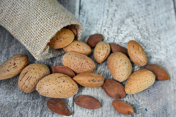 Almonds on Wooden