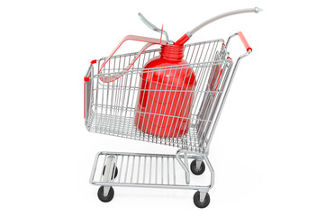 Shopping cart with oil can oiler, 3D rendering