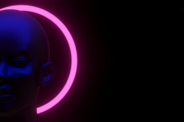 3d illustration rendering, ai artificial intelligence robot humanoid with data internet network, deep learning system technology