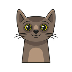 Cute Cat Face Icon. Cartoon Style on White Background Vector