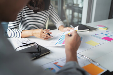 Startup team meeting in modern workplace with project ideas..