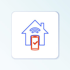 Line Smart home - remote control system icon isolated on white background. Colorful outline concept. Vector