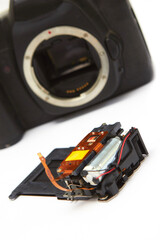 Camera shutter spare part unmounted from digital slr body