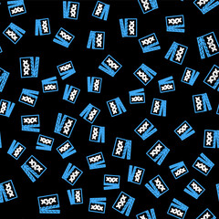Line Movie clapper with inscription Sex icon isolated seamless pattern on black background. Age restriction symbol. 18 plus content sign. Adult channel. Vector