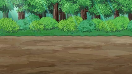 幻想的な森の中にある土の道の風景イラスト 横スクロールゲームの背景 シームレス Forest Wall Mural Fore ふわぷか
