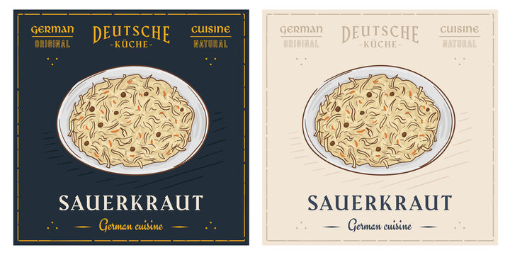 German Traditional Sauerkraut Sour Cabbage Illustration