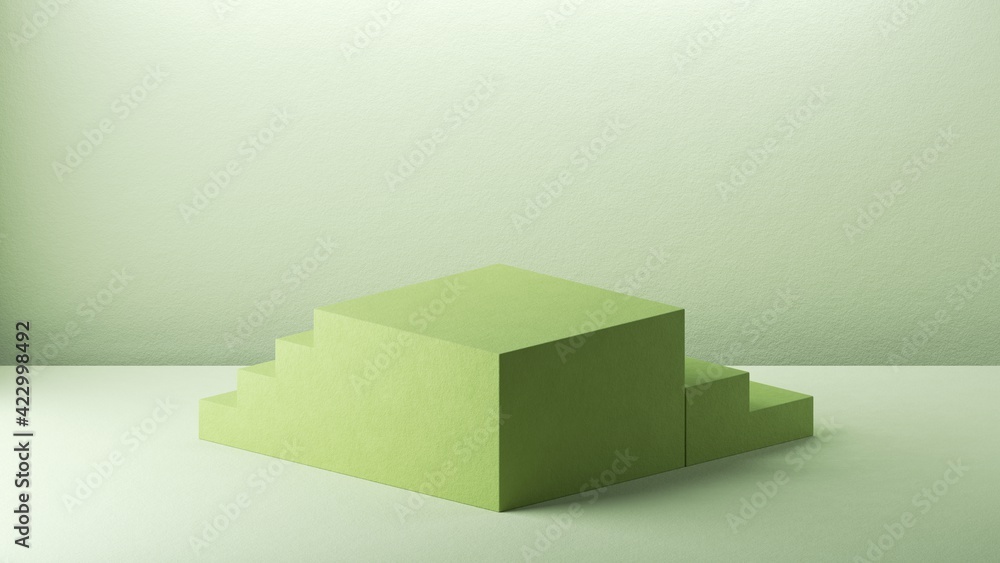 Aufkleber 3d render, abstract green background with empty podium. minimal showcase scene for product displayin
