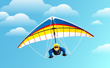 Hang Gliding. Man taking part in hang gliding competitions.