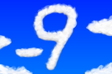 Clouds and blue sky with the number 9