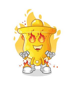bell on fire mascot. cartoon vector