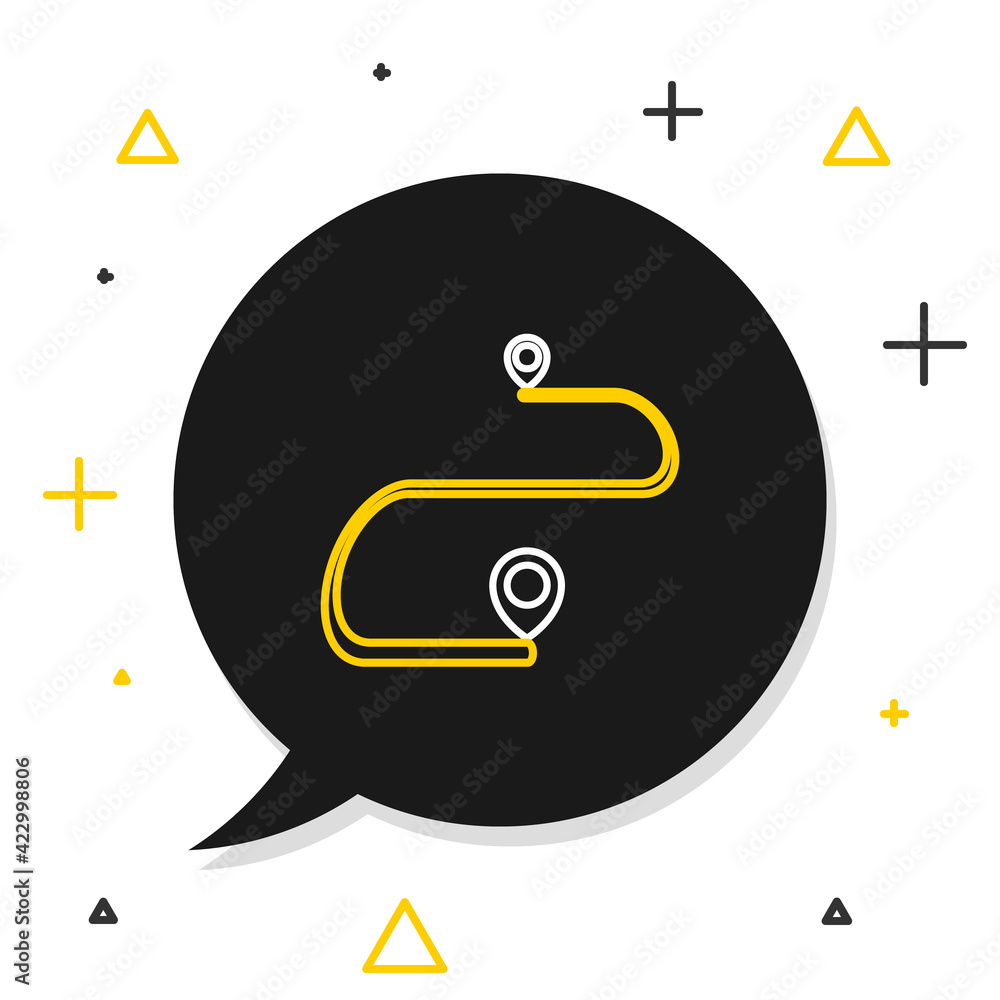 Poster line route location icon isolated on white background. map pointer sign. concept of path or road. gp