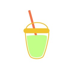 A cocktail, a healthy drink. Dap in a glass with a tube. Lifestyle. Slimming. Vector graphics. Isolated on white background.
