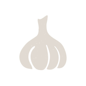 Cute garlic icon isolated on white background. Colorful pictogram original design. Can be used for infographics, identity or decoration. Vector shabby hand drawn illustration