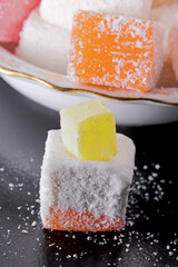 close-up Turkish delight on  background