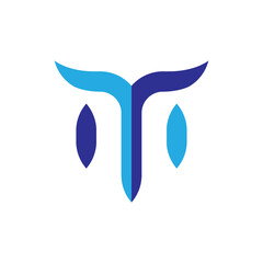 MT letter or TM letter with wing logo design vector