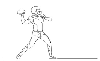 Continuous line american football player vector