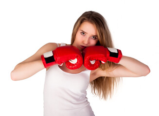 Pretty girl with boxing gloves