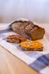 Homemade sliced brad with spread