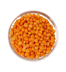red lentils isolated on white background
