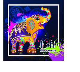 Happy holiday. Colorful holiday of colors with the elephant.